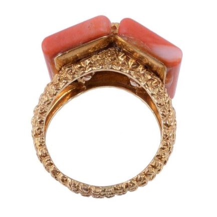 Kutchinsky Coral and Diamonds Ring